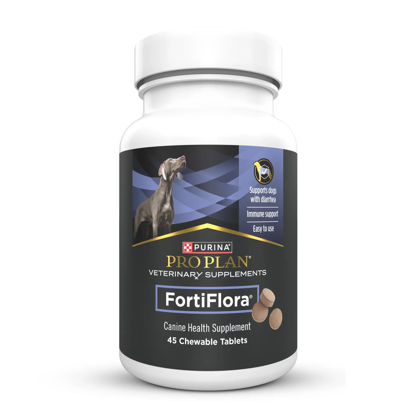 Purina Pro Plan Veterinary Supplements FortiFlora Chewable Dog Probiotic Supplement Tablets - 45 ct. Canister