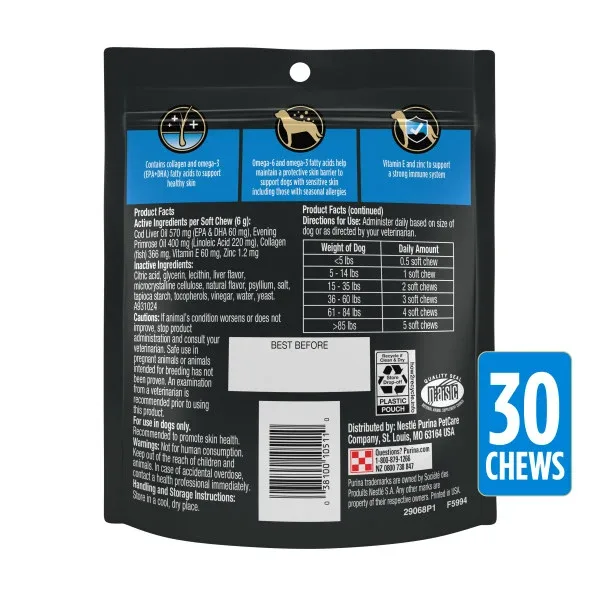 Purina Pro Plan Veterinary Supplements Skin Care Dog Supplements With Omega-3 Fish Oil and EPA and DHA - 30 ct. Pouch - Image 2
