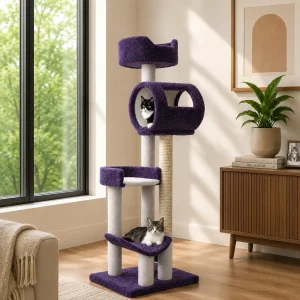 Purple Cat Tree Tower for Indoor Cats
