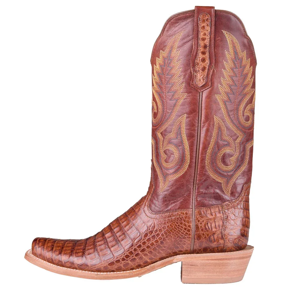 R Watson Boots Men's Dark Cognac Caiman Belly Vamp 13in Rusty Cognac Top - Image 2