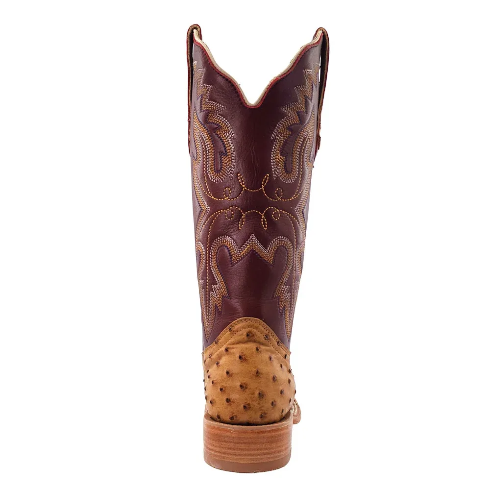 R Watson Boots Women's Antique Saddle FQ Ostrich 13 in Antique Sienna Top - Image 2