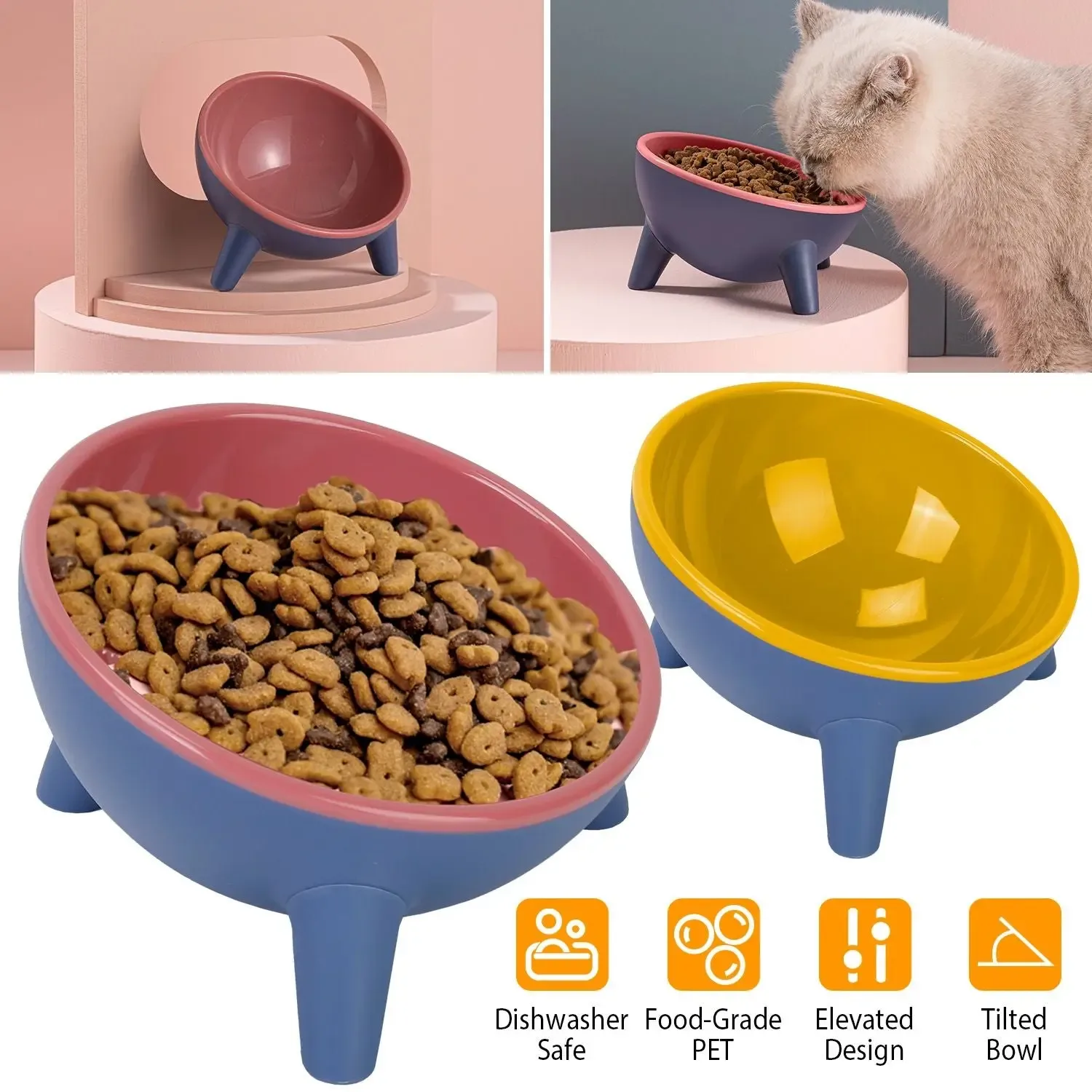 Raised Pet Bowl – Tilted Feeding Bowl for Cats & Small Dogs - Image 2