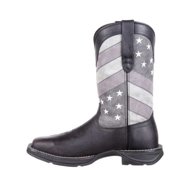 Rebel Durango Mens Sq Faded Blk Flag Boots