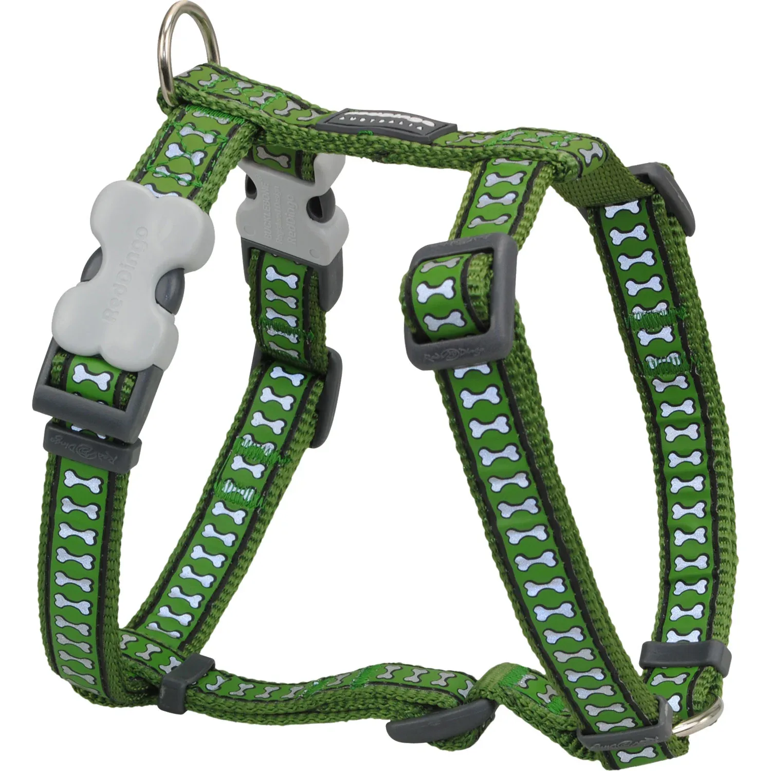 Reflective Harness Green 25mm (18-30" Neck, 22-31" Body)