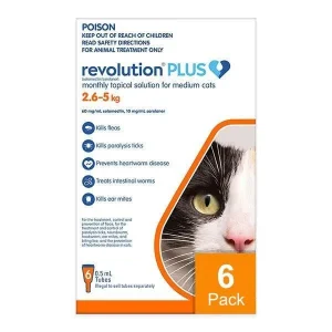 Revolution Plus for Medium Cats 5.6-11 lbs (2.6-5 kg) - 6 pack