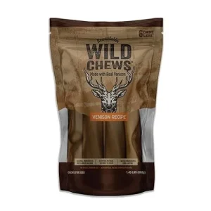 Rewardables Wild Chews Venison Recipe, Made with Real Venison, Limited Ingredient, Long Lasting Chews for Large Dogs, 6 Count