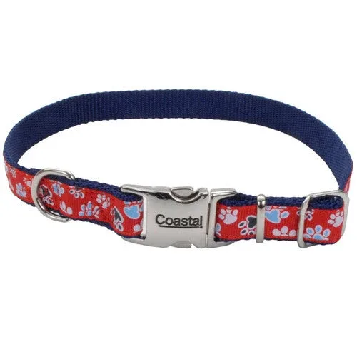 Ribbon Adjustable Nylon Dog Collar with Metal Buckle Red 5/8 in x 12-18 in - Image 2