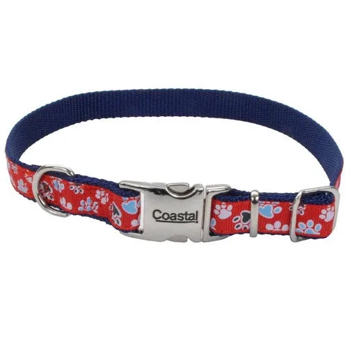 Ribbon Adjustable Nylon Dog Collar with Metal Buckle Red 5/8 in x 8-12 in - Image 2