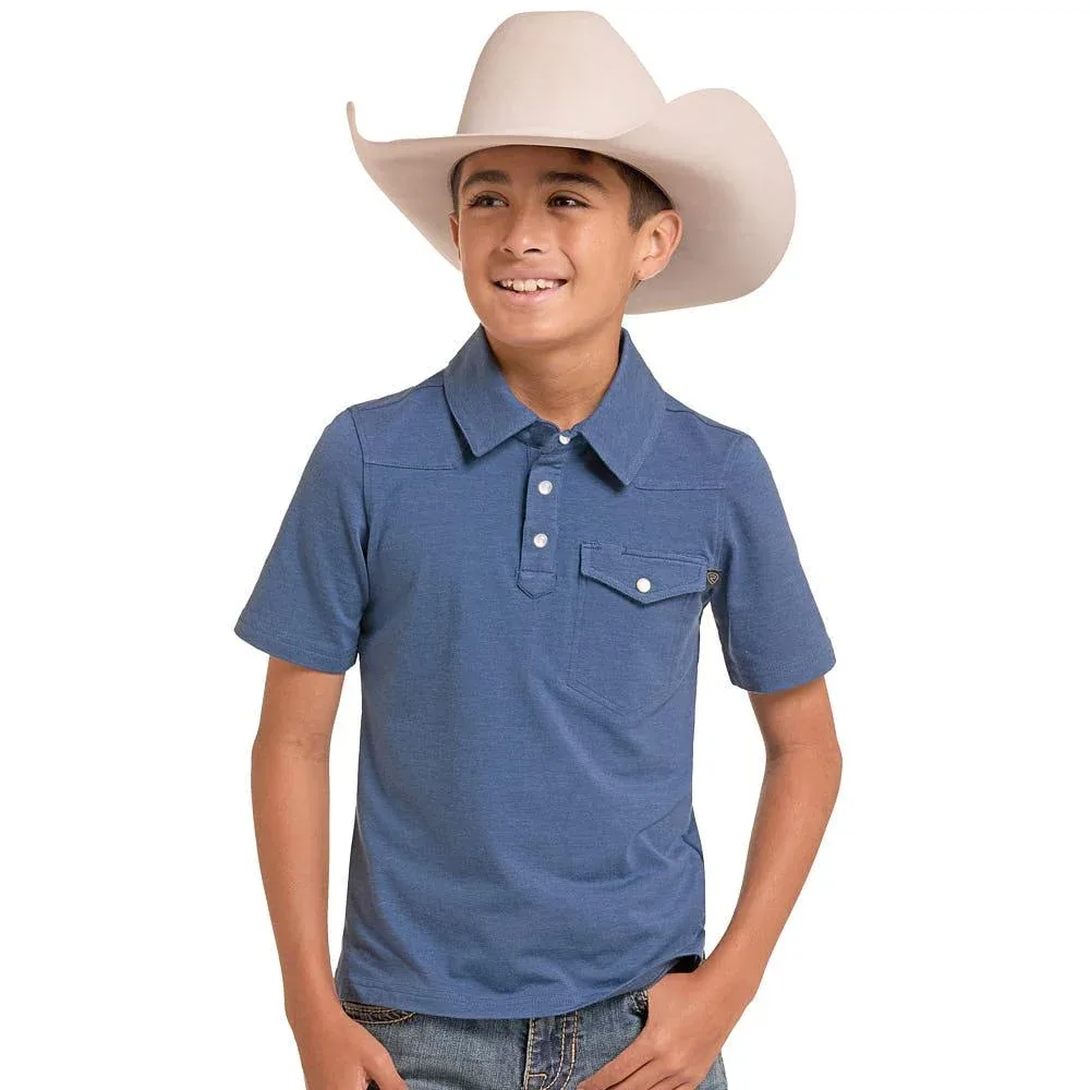 Rock & Roll Denim Boy's Blue Melange Polo
