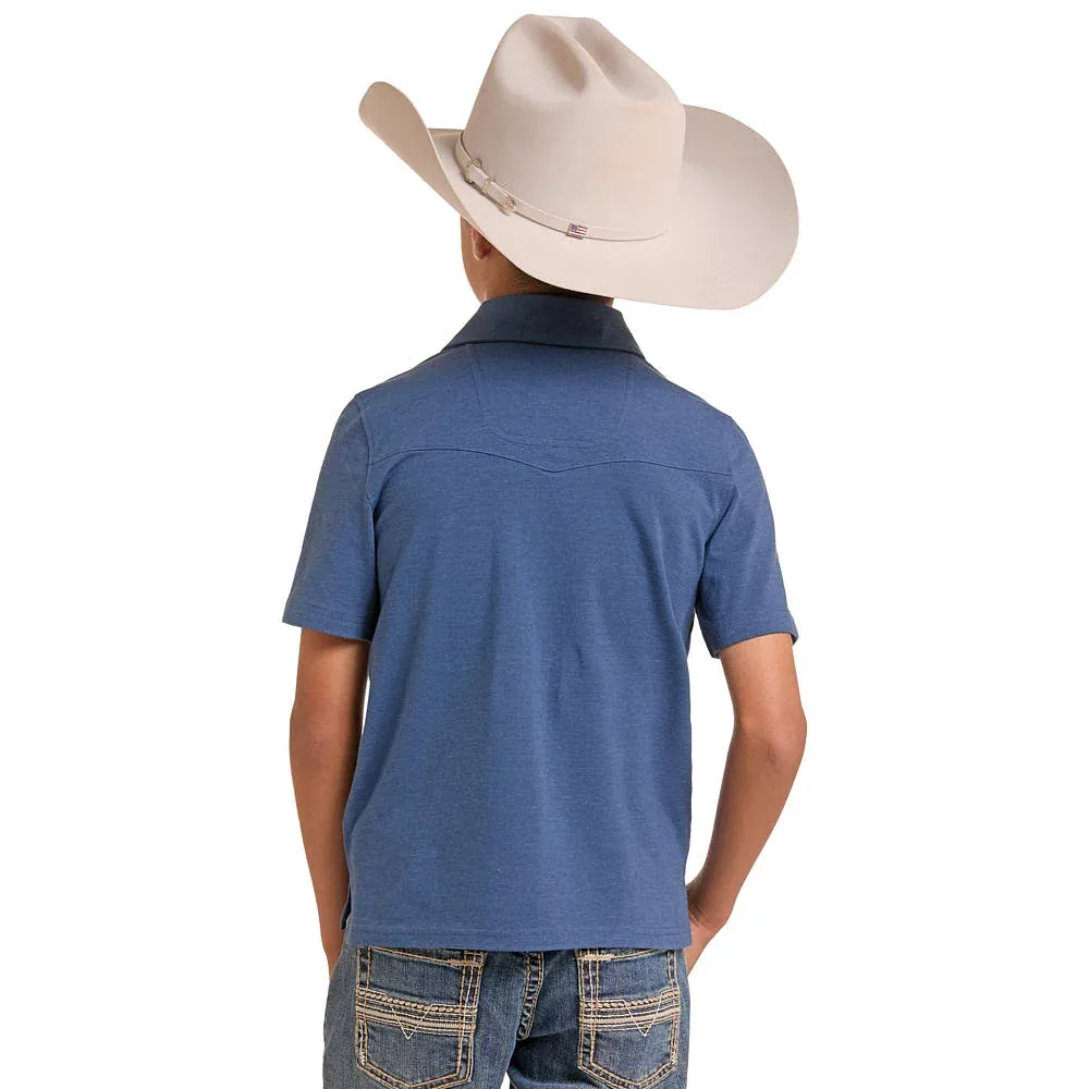 Rock & Roll Denim Boy's Blue Melange Polo - Image 2