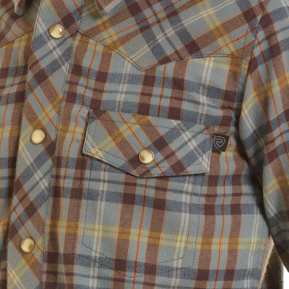 Rock & Roll Denim Boy's Brown Tek Plaid Flannel - Image 2