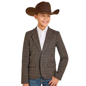 Rock & Roll Denim Boy's Dark Brown Plaid Sports Coat