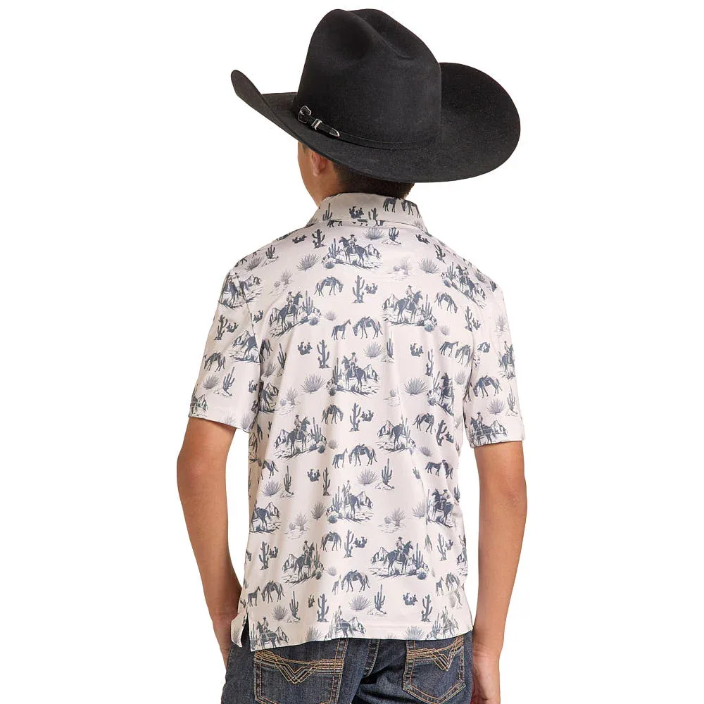 Rock & Roll Denim Boy's Natural Landscape Polo - Image 2