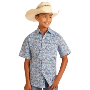 Rock & Roll Denim Boy's Powder Blue Paisley Shirt