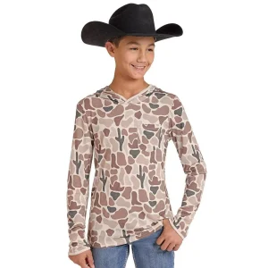 Rock & Roll Denim Boy's Tan Camo Lite Hoodie