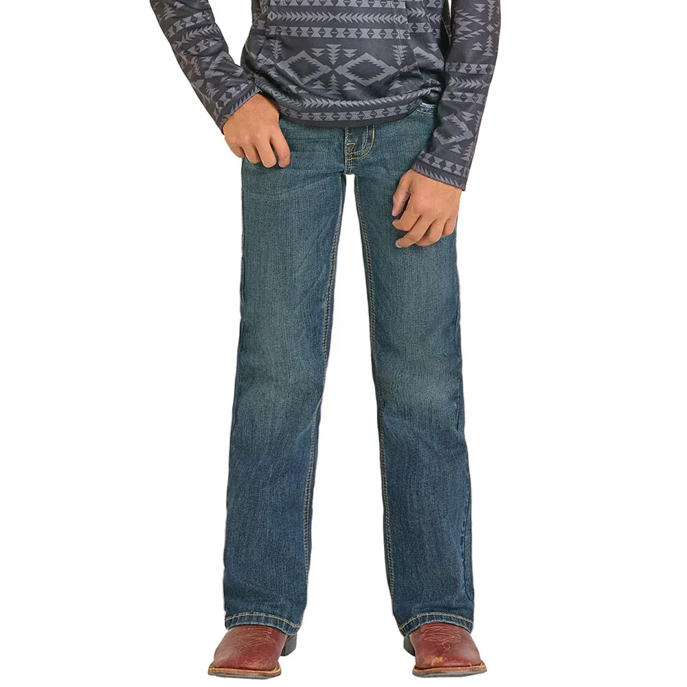 Rock & Roll Denim Boy's Two Tone Embroidered Pocket Jean - Image 2