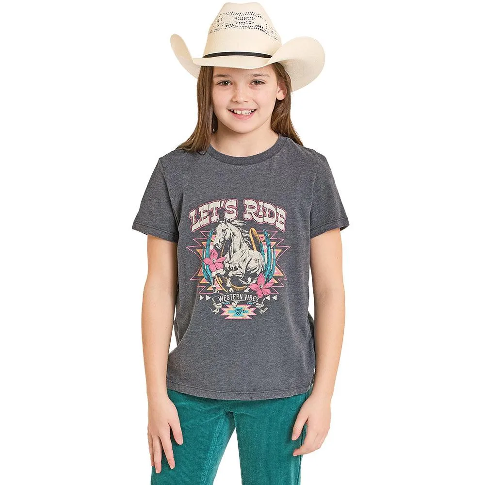 Rock & Roll Denim Girl's Distressed Graphic Tee Shirt
