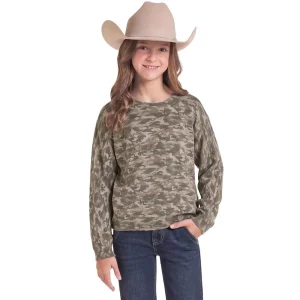Rock & Roll Denim Girl's Forest Green Camo Sweater