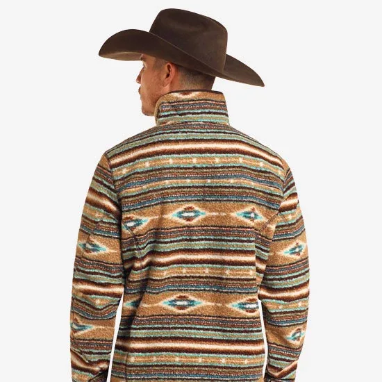 Rock & Roll Denim Tan Berber Striped Pullover - Image 2
