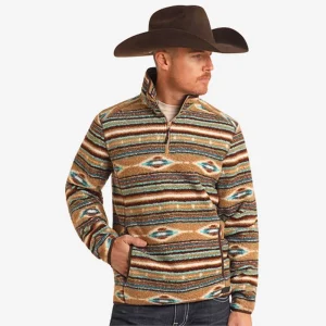 Rock & Roll Denim Tan Berber Striped Pullover