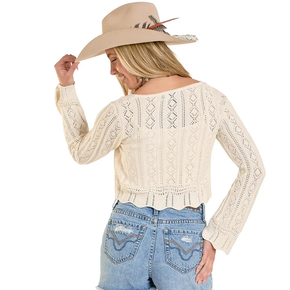 Rock & Roll Denim Women's Natural Knit Cardigan - Image 2