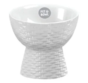 Rocky Bear Pet's Basketweave Textured Cat Bowl