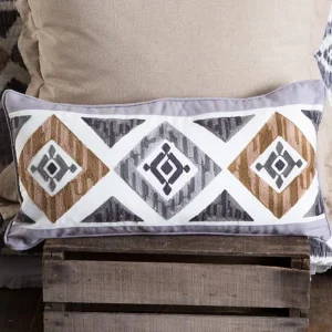Rod's True Western Grey Diamond Embroidered Pillow