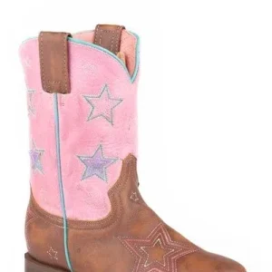 Roper Childs Star Square Toe Boots 1 Pink