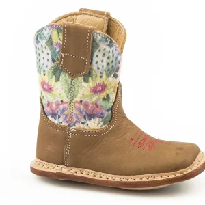 Roper Cowbabies Infant Tan Nubuck/Cactus Print Boots