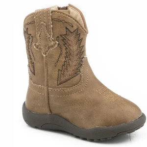 Roper Cowbabies Tan Faux Leather All Over Boots