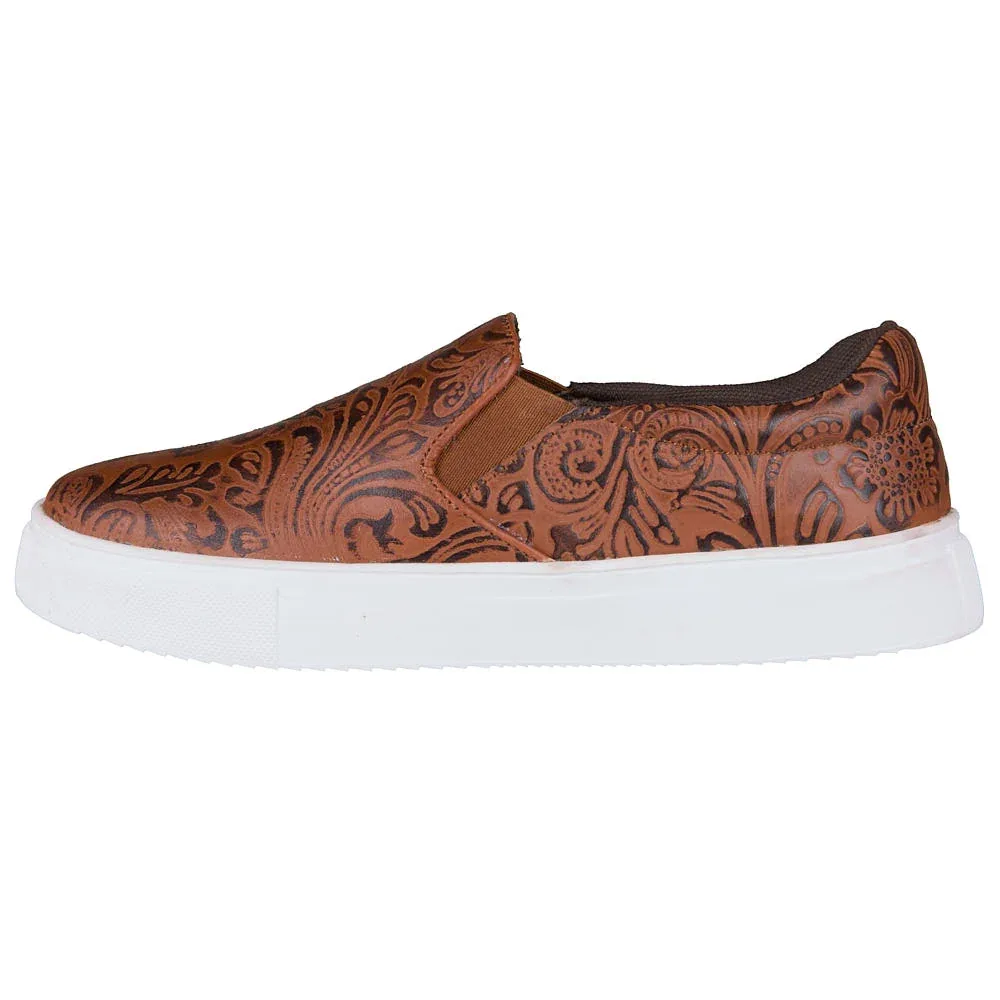 Roper Footwear Women's Nora Brown Embossed Leather Slip On Casual - Image 2