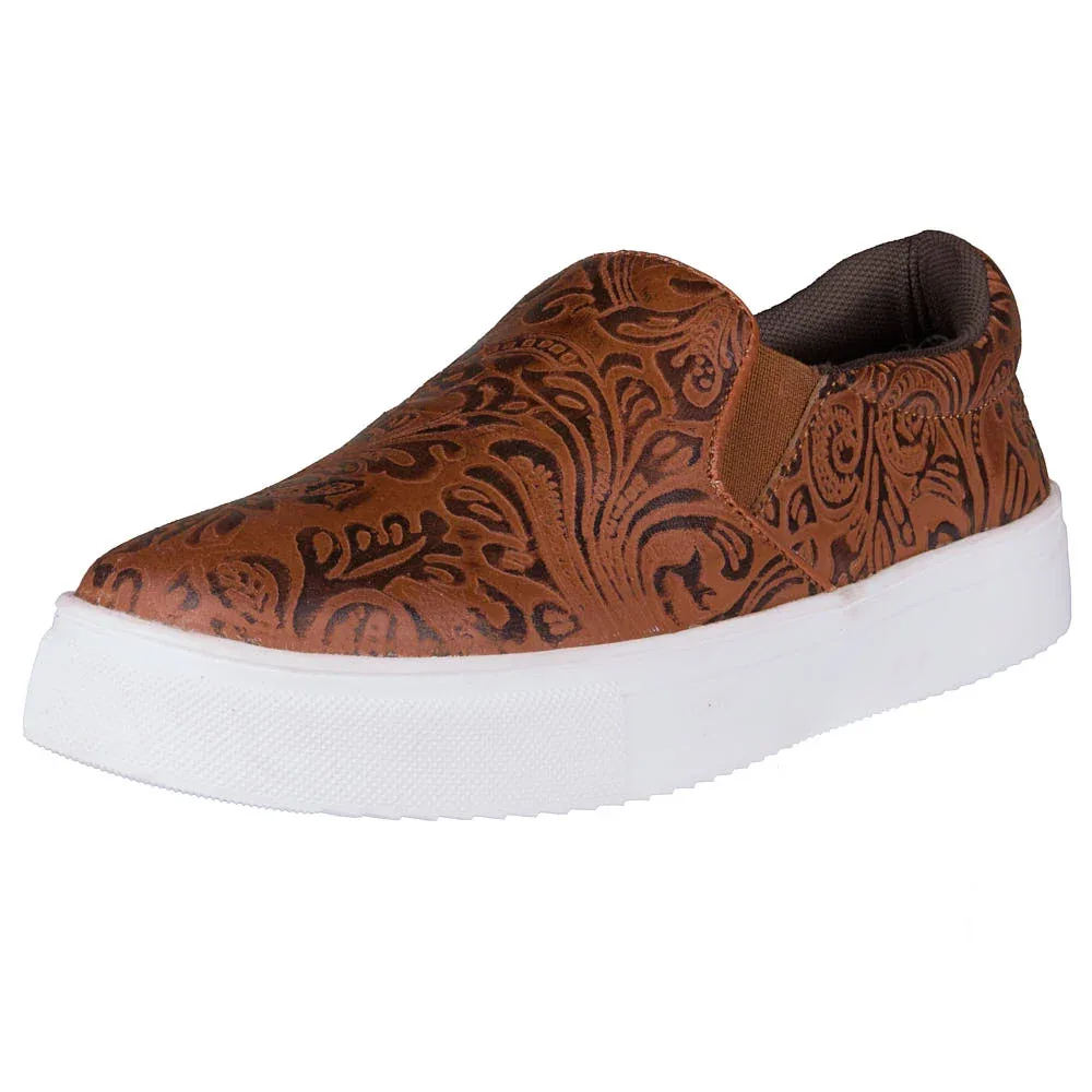 Roper Footwear Women's Nora Brown Embossed Leather Slip On Casual