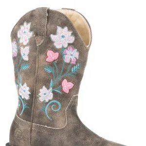 Roper Girls Floral/Vintage Brown Light Up Western Boots