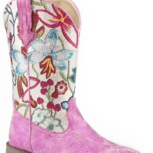Roper Girls Metallic Pink/Floral Western Boots
