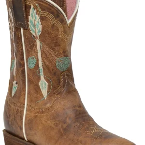 Roper Kids Arrow-Feather Embroidered Snip Toe Boots