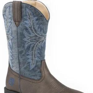Roper Kids Brown/Blue Light Up Western Boots
