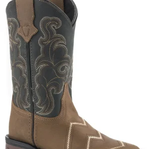 Roper Kids Brown Leather Vamp With Black Shaft Boots