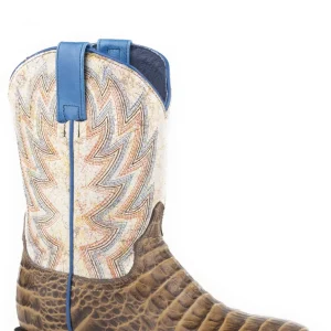 Roper Kids Embossed Gator/Blue Multi Leather Boots