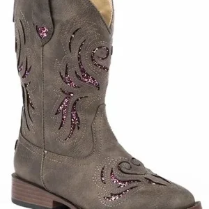 Roper Kids Glitter Breeze Round Toe Brown Boots