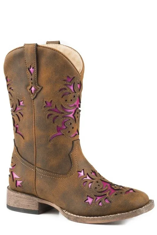 Roper Kids Lola Square Toe Brown Boots