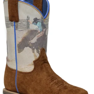 Roper Kids Printed Bull Rider Suede Western Boots