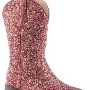 Roper Kids Red Glitter Square Toe Western Boots