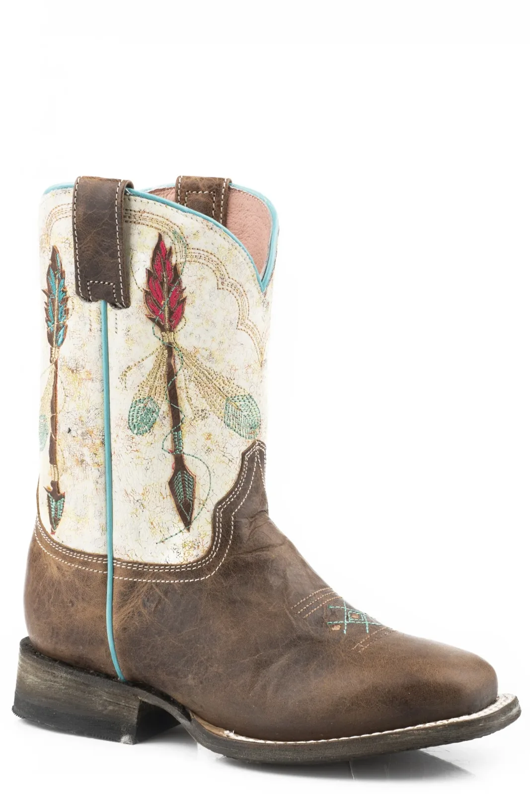 Roper Kids Soft Embroidered Arrow Leather Boots