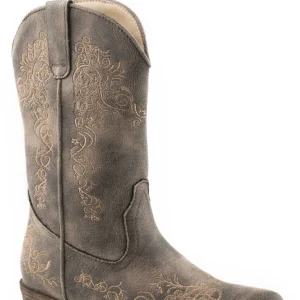 Roper Kids Vintage Brown Embroidered Boots