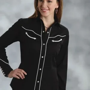 Roper Ladies Americana Flag Skull Long Sleeve Snap Shirt