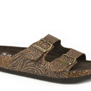 Roper Ladies Deliah Two Strap Footbed Leather Sandals