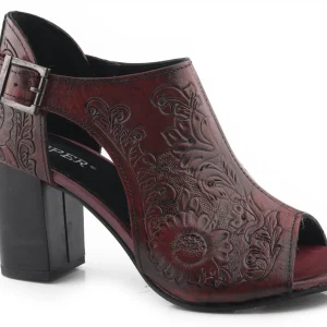 Roper Ladies Floral Tooled Leather Closed Back Open Toe Mules