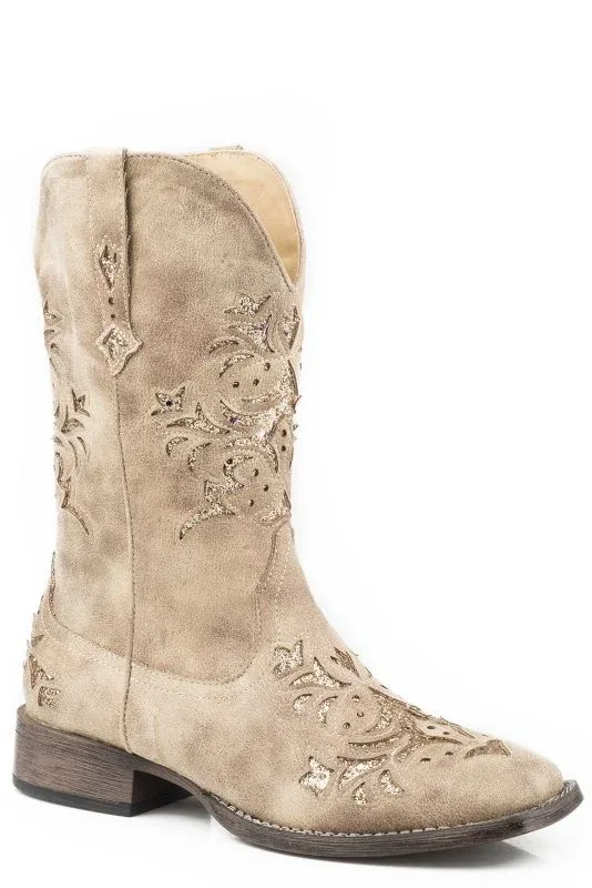 Roper Ladies Kennedy Square Toe Tan Boots - Image 2