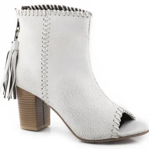 Roper Ladies Open Toe Ankle Back Zip Leather Sandals