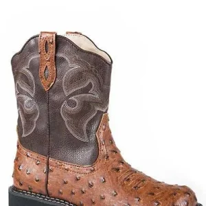 Roper Ladies Ostrich Chunk Riderlite 2 Boot 10 Tan
